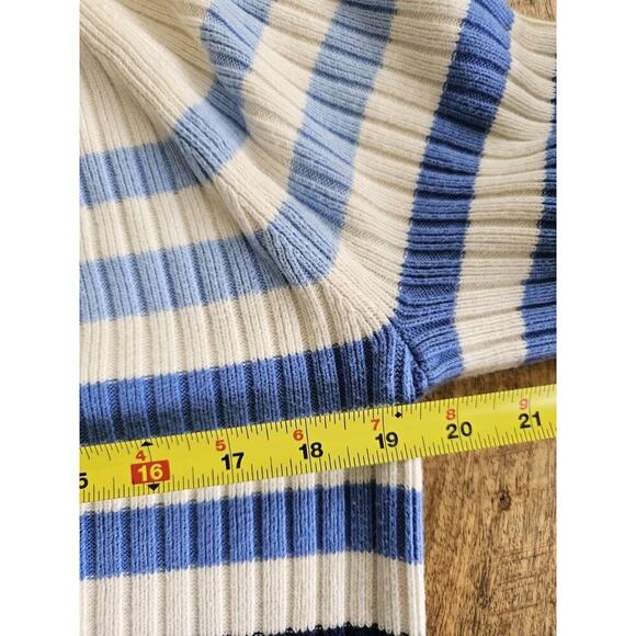 Talbots V-Neck Breton Striped Cardigan Sweater Women's M Coastal Preppy - Picture 7 of 10